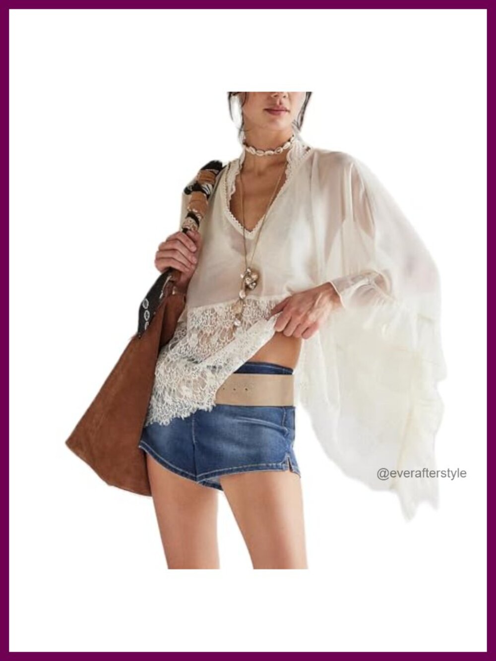 Women Sheer Lace Mesh Poncho Top Y2K Batwing Sleeve Swim Cover Up